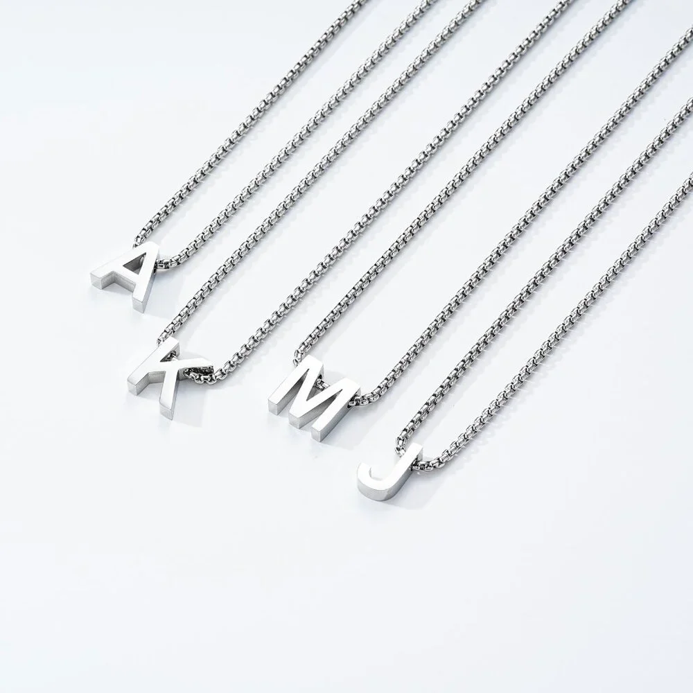 Kids Stainless Steel Initial Necklace Adjustable Chain Personalized Gift
